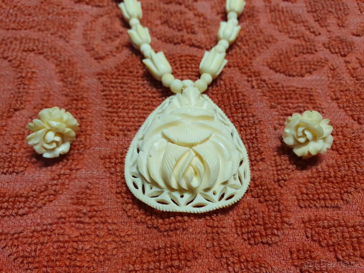 Slonovina - náhrdelník, náušnice, náramek - 4