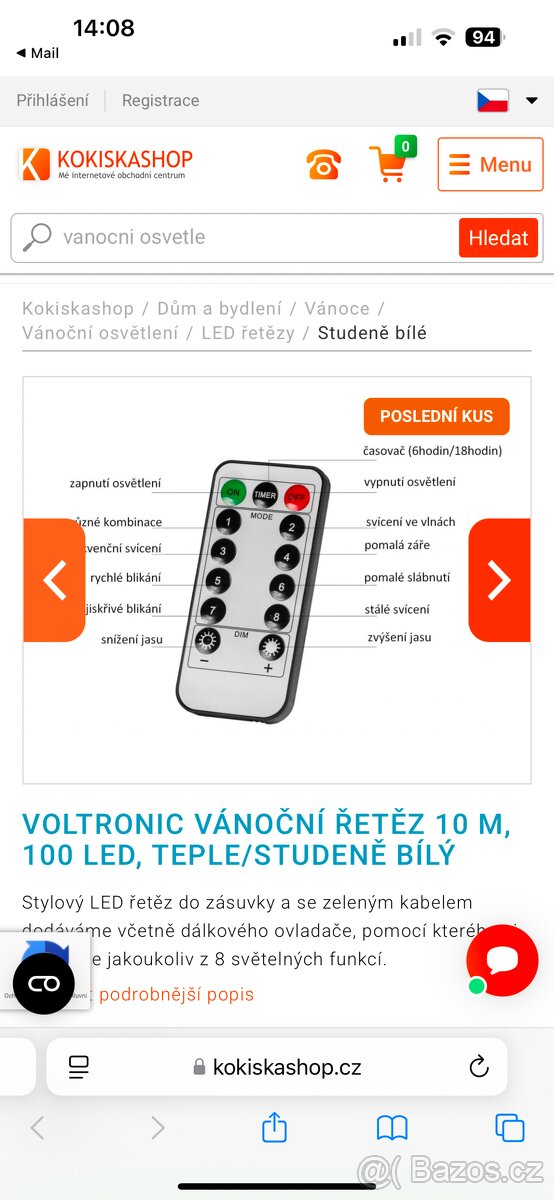 VÁNOČNÍ ŘETĚZ, 10 M, 100 LED, TEPLE/STUDENĚ BÍLÝ - 4