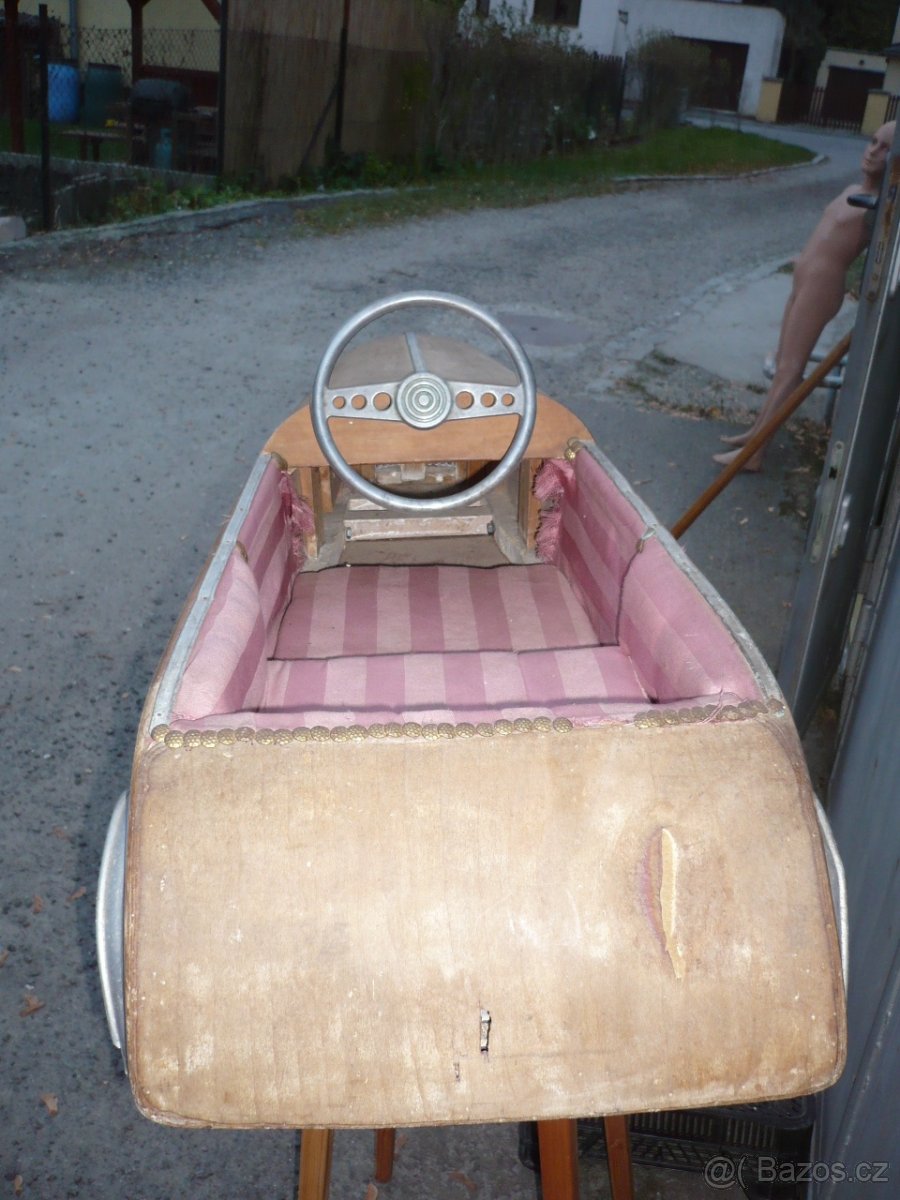 Starožitné dřevěné autíčko Art Deco z 20-tých let - 4