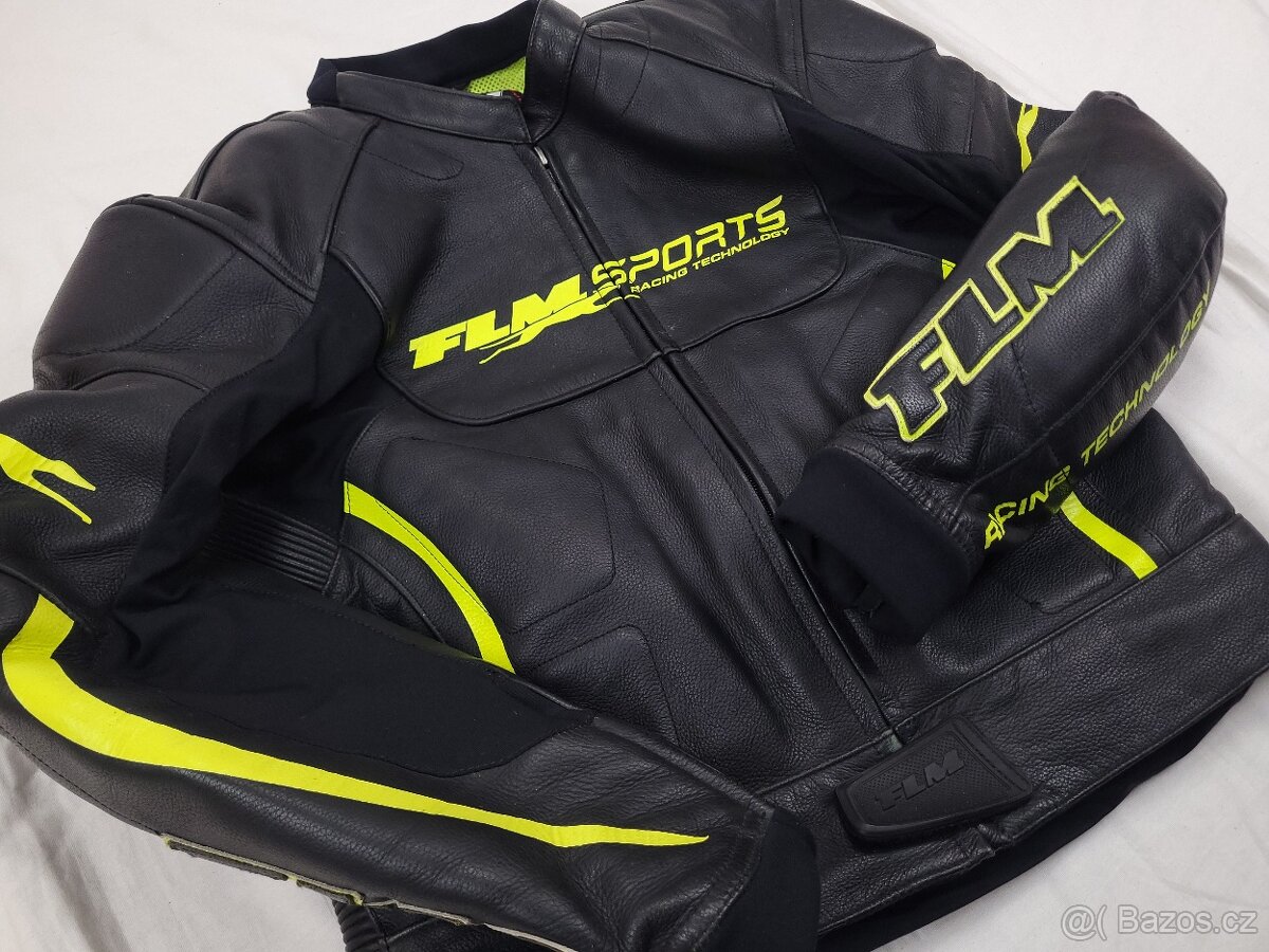 FLM Greyhound Neon pánska kožená moto kombinéza L 52 - 4