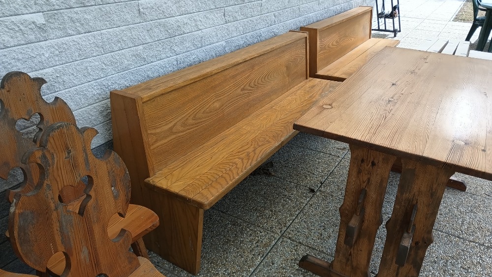 STARÉ DŘEVĚNÉ LAVICE, STůL, ŽIDLE - 4