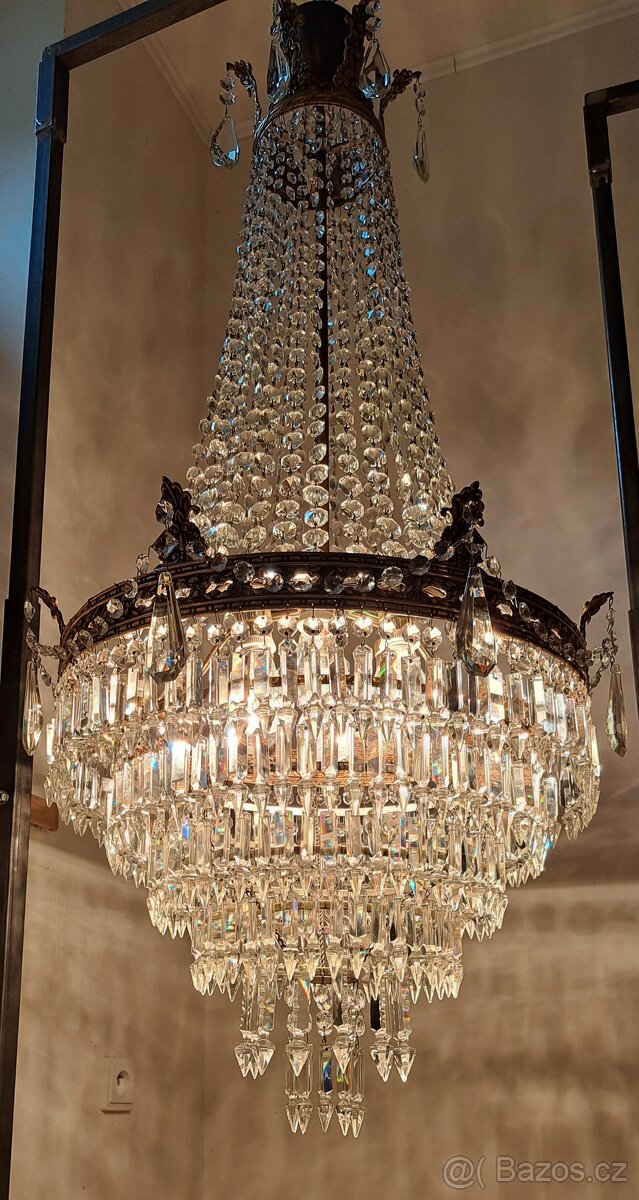 Starožitný velký řišťálová lustr 1920 - 30 - 4
