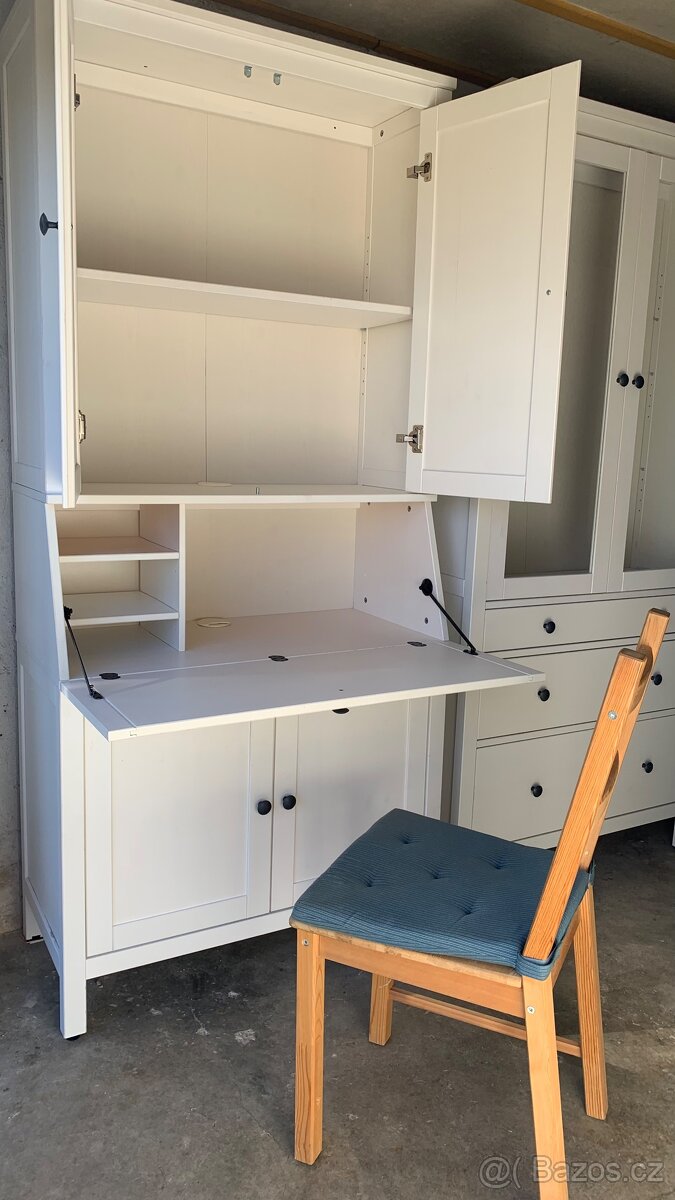 Ikea Hemnes sekretář - knihovna masiv bílé mořidlo - 4