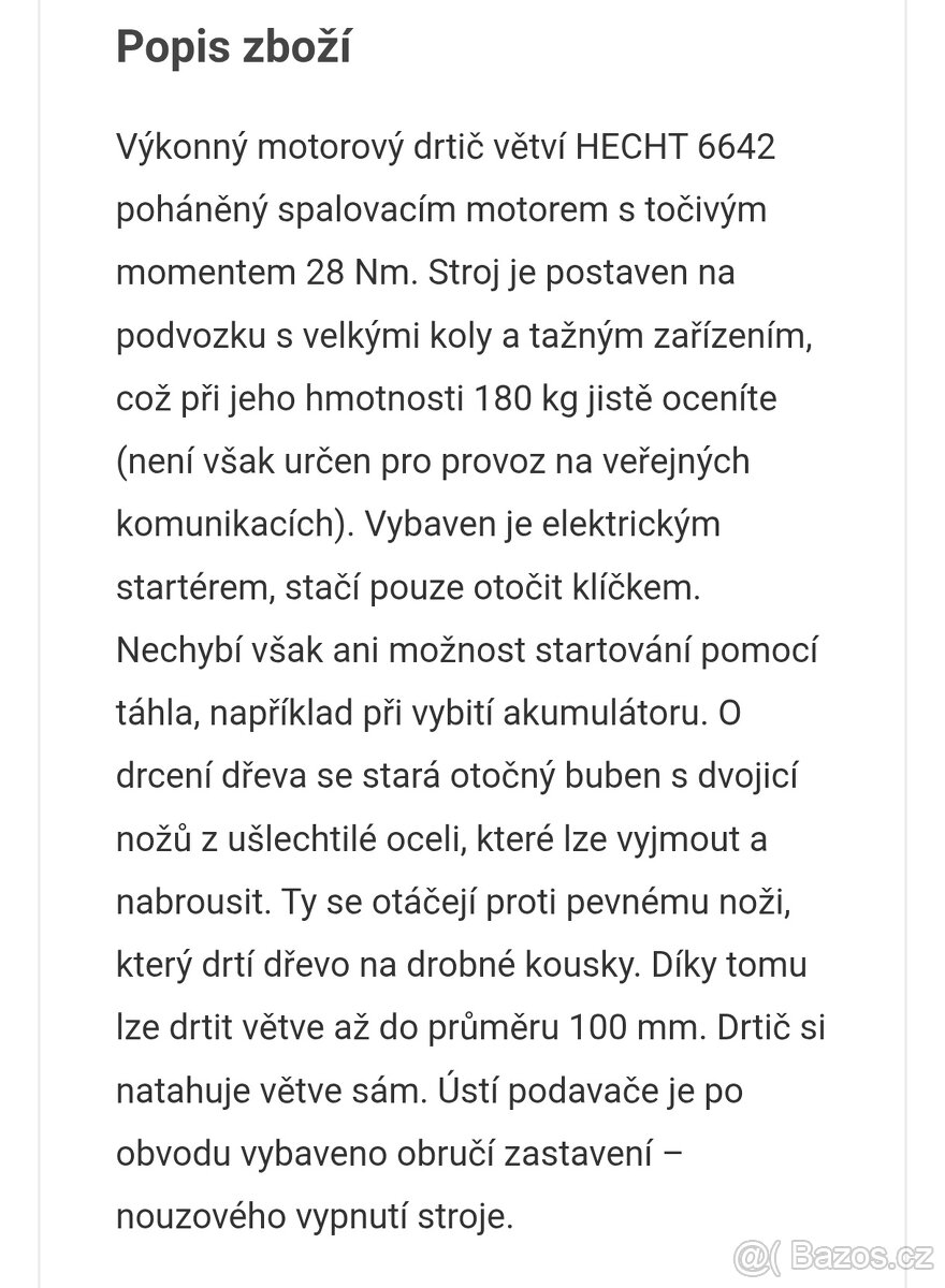 Hecht 6642 benzínový drtič větví - 4