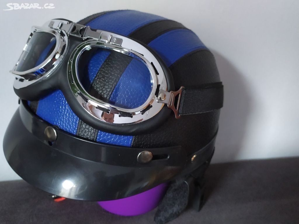 Retro helma - modrá - 4