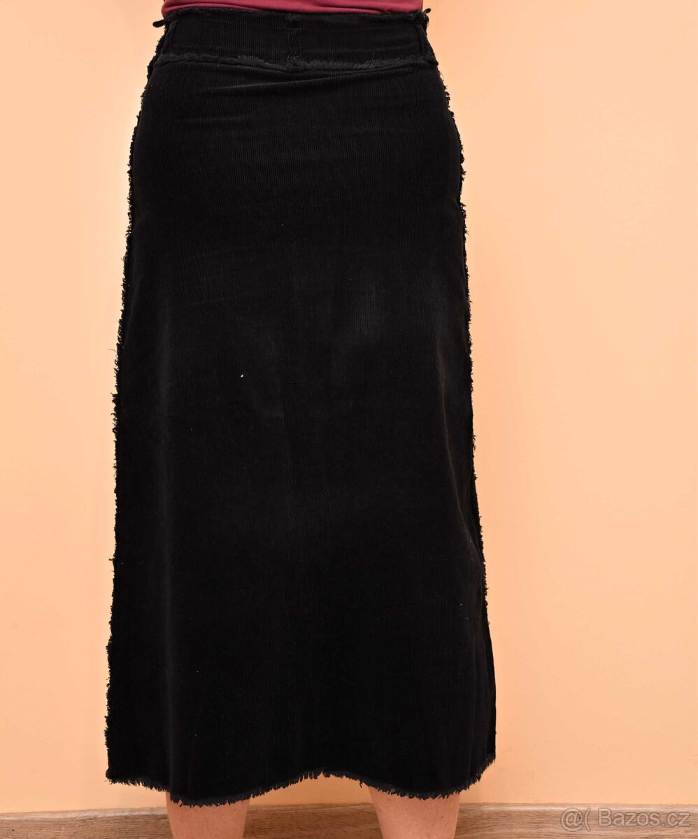 Dlouhá černá manžestrová elastická maxisukně vel.L - 4