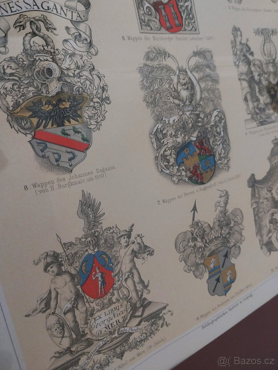Heraldika, historie vývoje erbů, chromolitografie z r. 1893 - 4