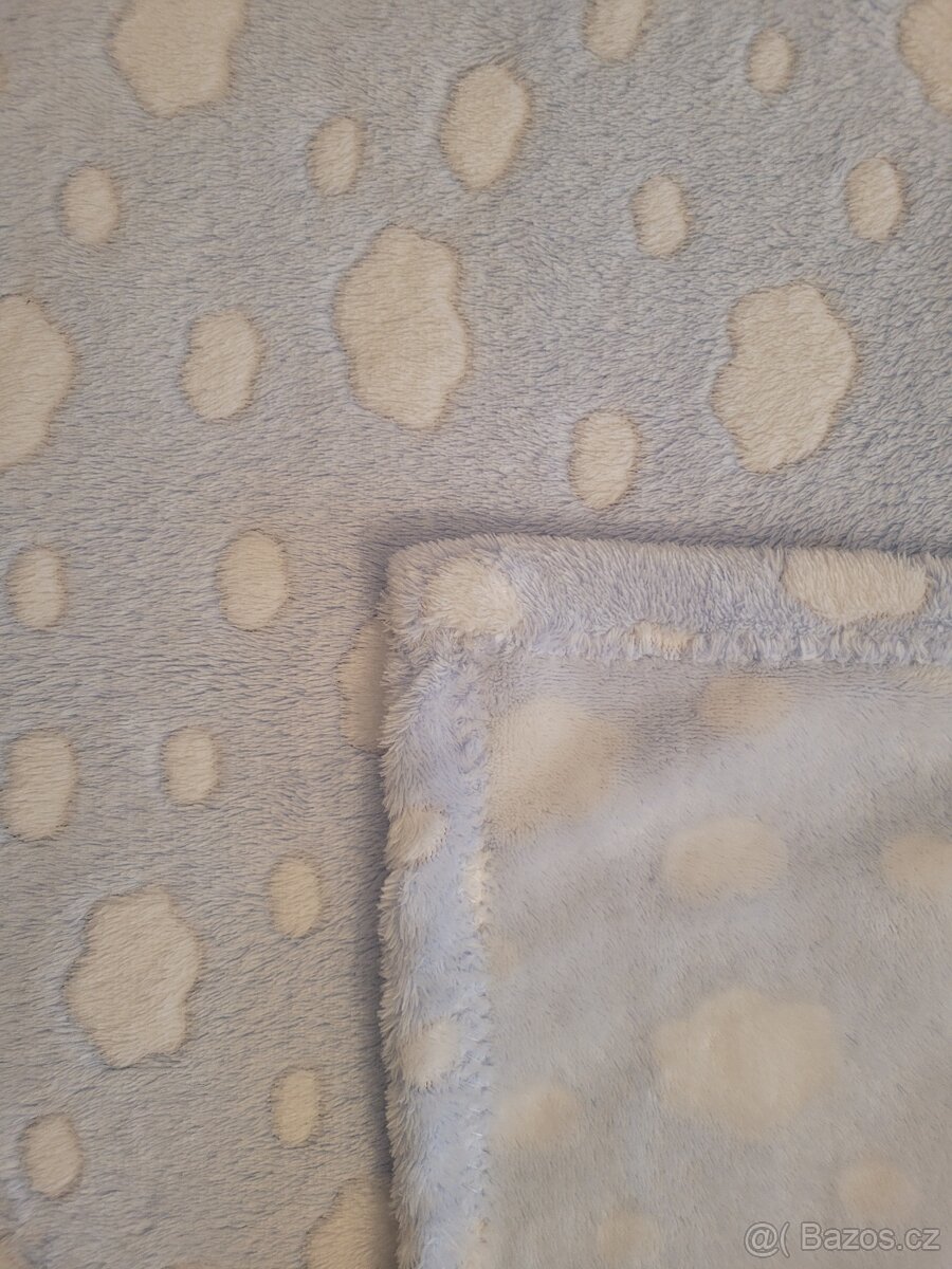 Deka (3ks) do kočárku či postýlky - modrá s mráčky - 4