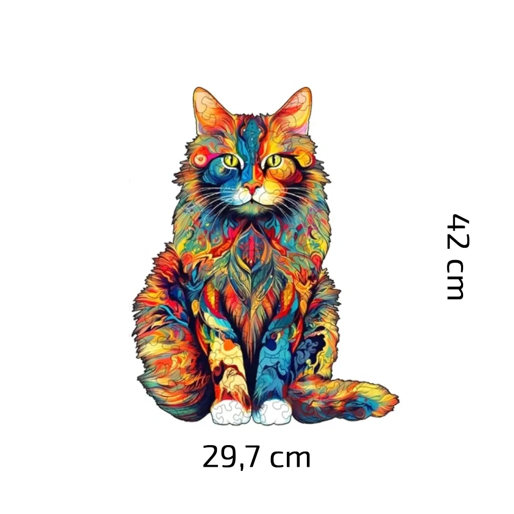 NOVÉ - Dřevěné puzzle Kočka A3 - 4