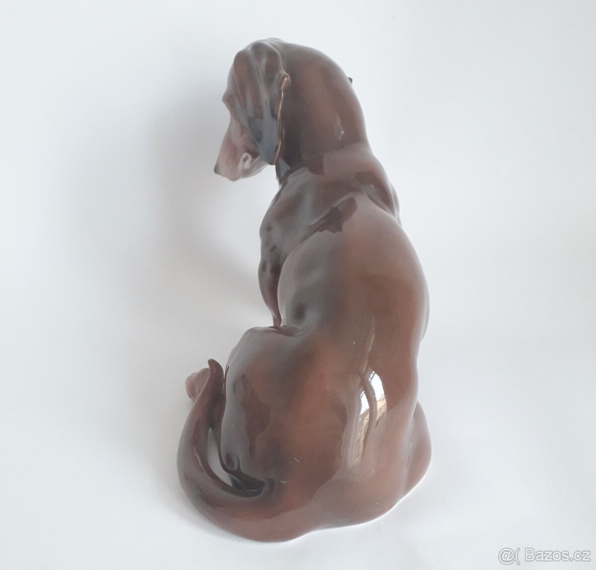 Starožitná porcelánová figura jezevčíka - Karl Ens - Německo - 4