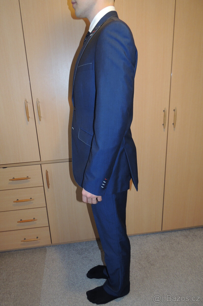 Pánský oblek vel. 48 tmavě modrý na postavu 170-175 cm - 4