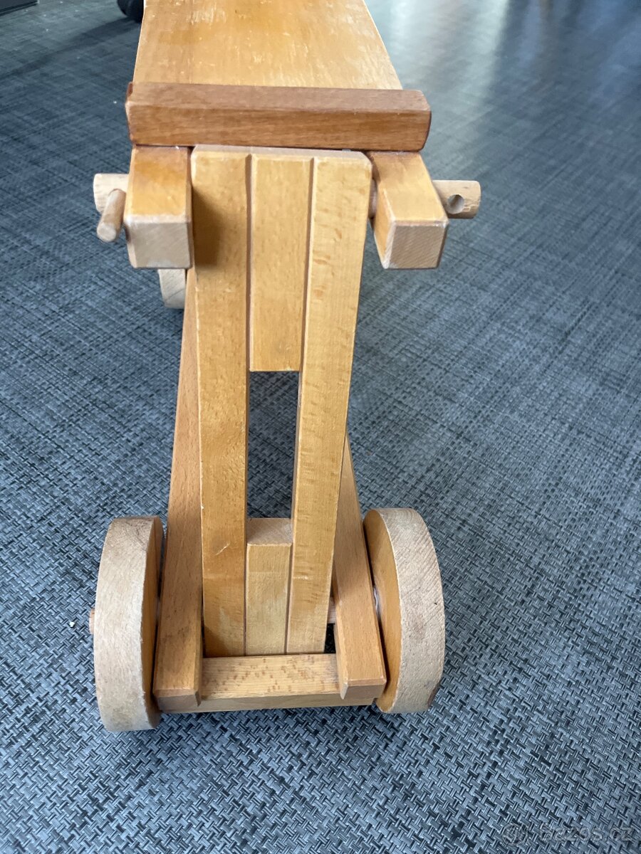 RETRO HRAČKA dřevěný jezdící skládací kůň - 4