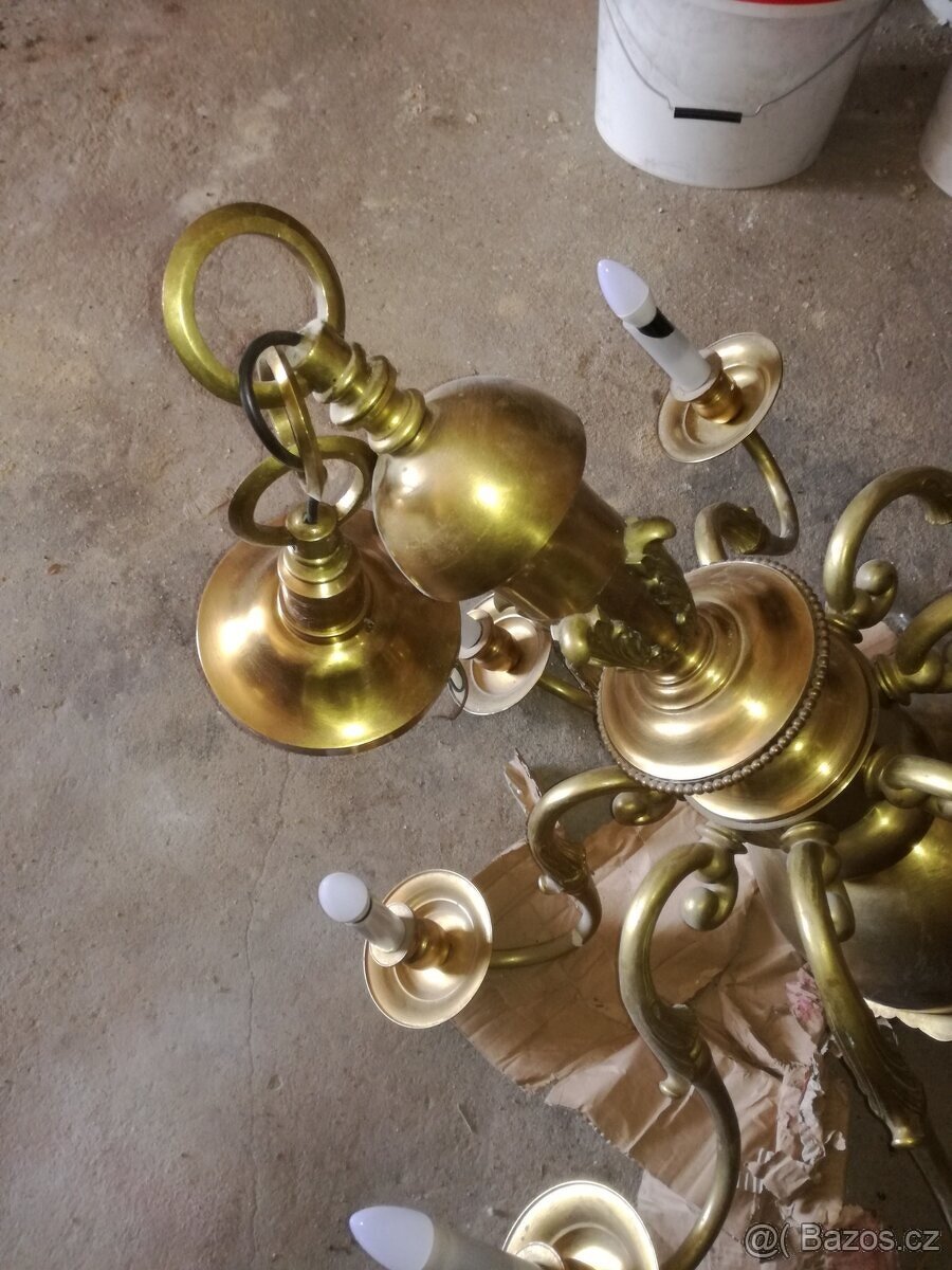 STAROZITNY VELKY MOSAZNY LUSTR 17.TI STOLETI - 4