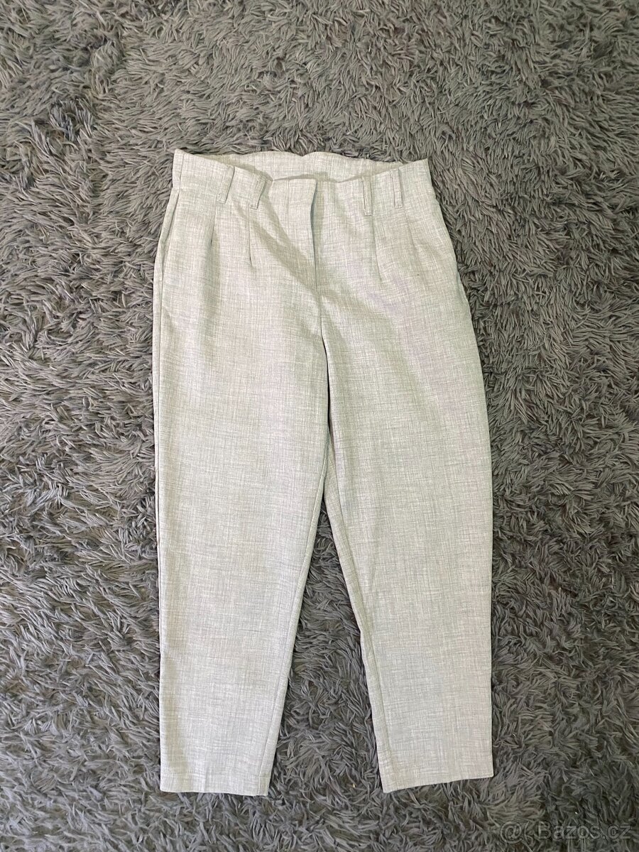 Dámské kalhoty béžové/šedé - 4