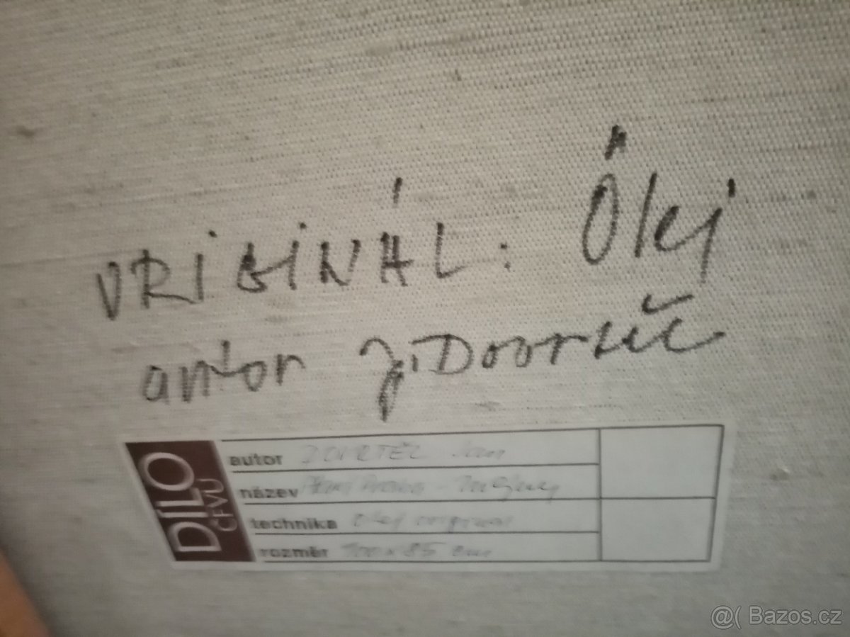 Prodám 3 staré obrazy J. Dovrtěl -Praha oleje plát originály - 4