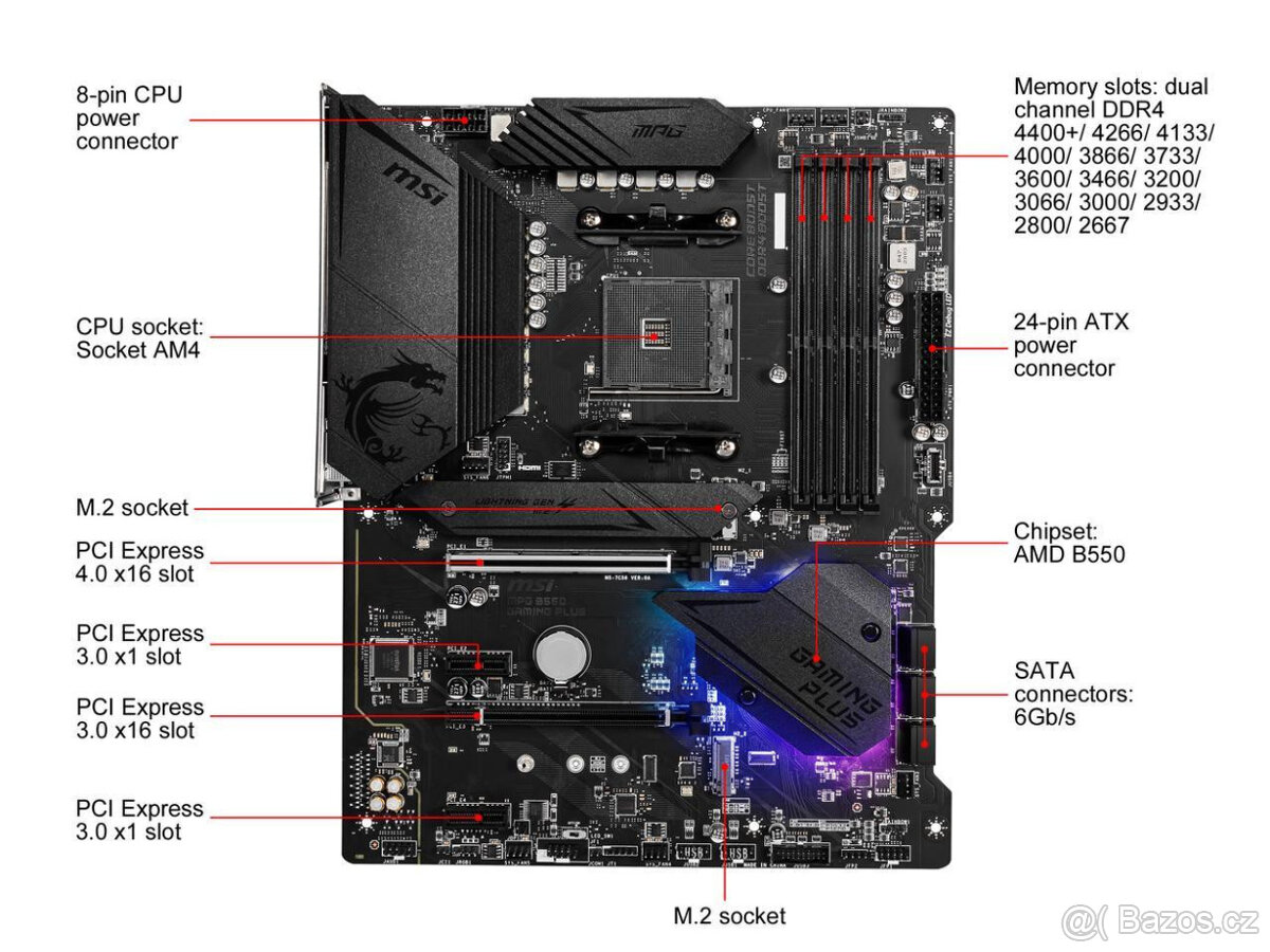 🚀 Herní deska MSI B550 GAMING PLUS | socket AM4 🚀 - 4