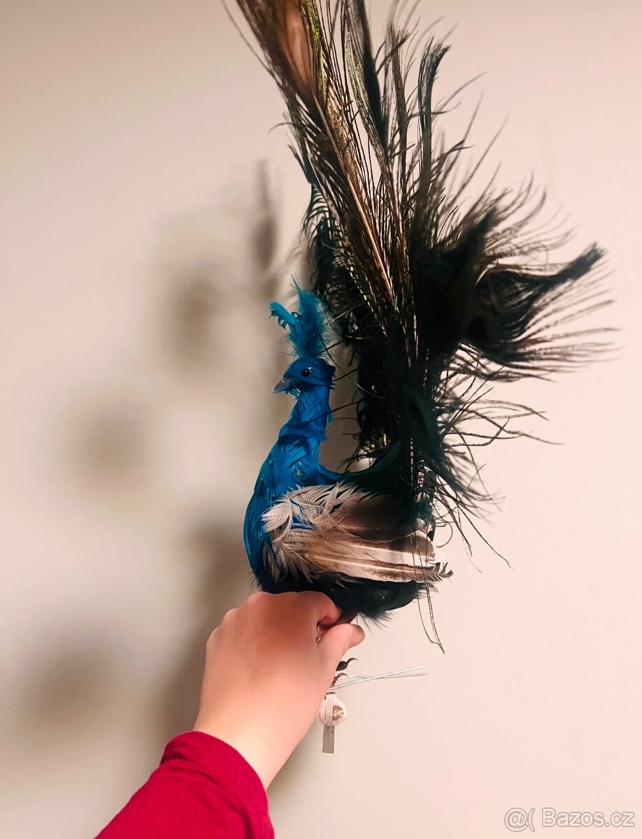 Dekorace páv s pravými pery goodwill - 4