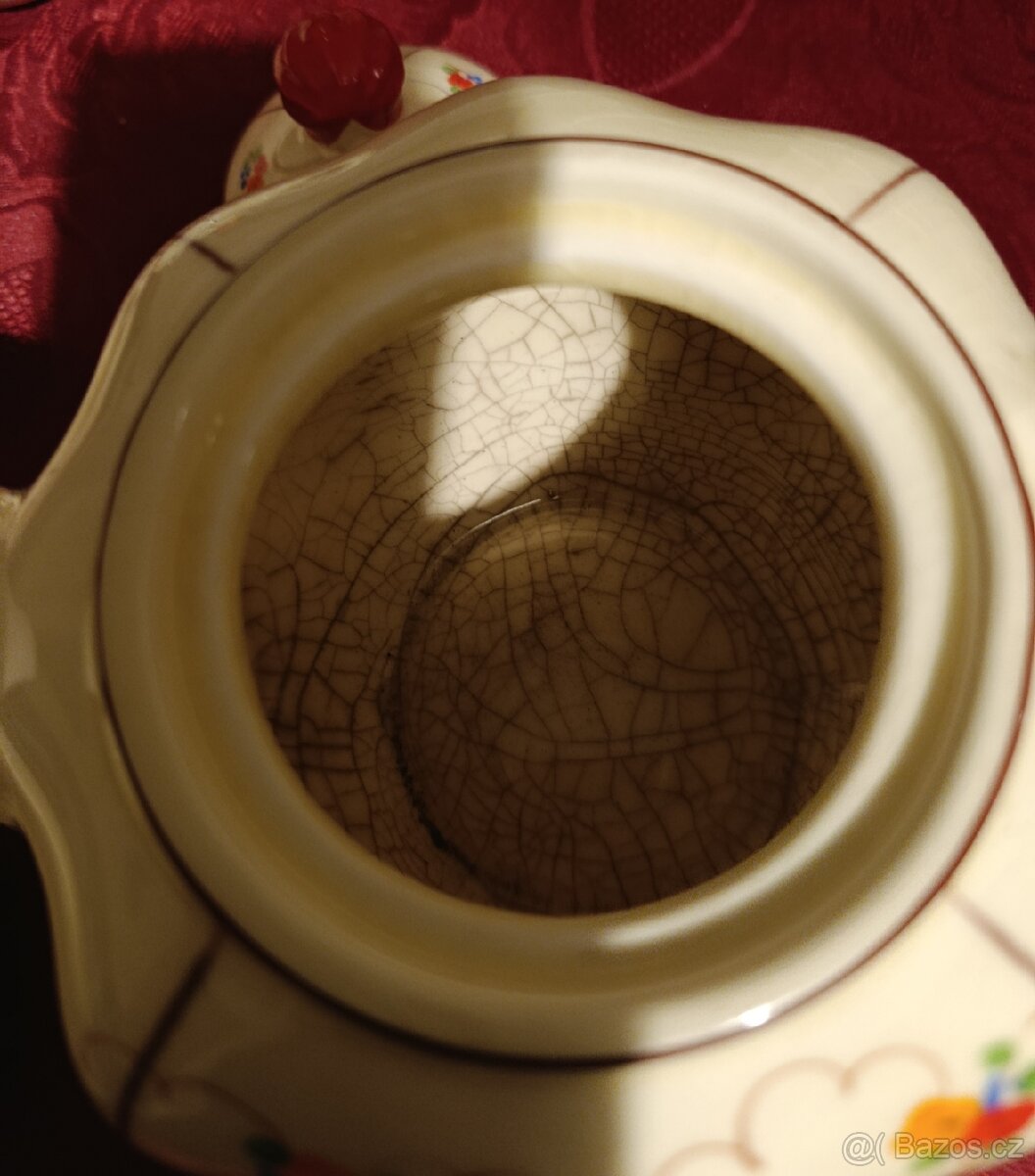 Keramický starý čajový servis s květy - Ditmar Urbach - 4