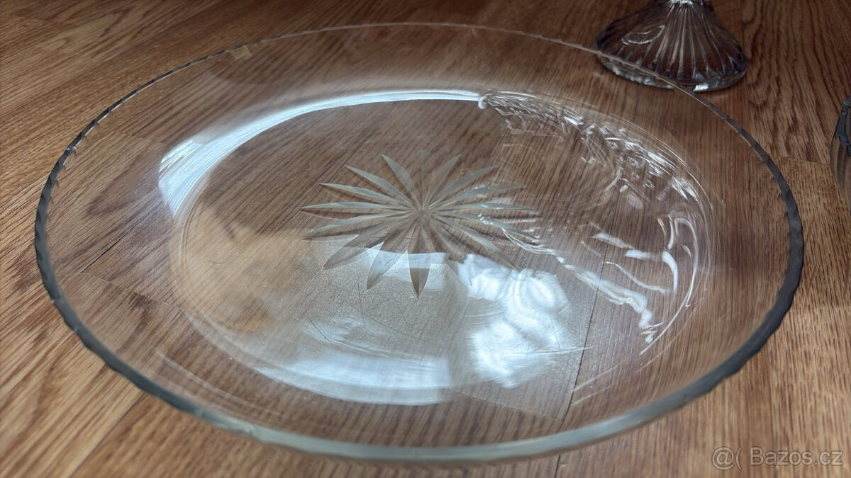 3 skleněné starožitné mísy velké - 4