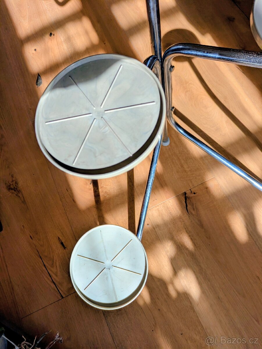 Funkcionalismus - Starožitný chromovaný etažér na květiny - 4