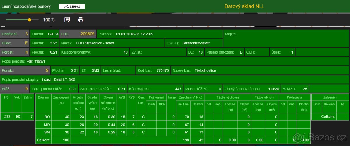 Prodáme lesní pozemky v k.ú. Třebohostice, p.č. 1199/1 a 120 - 4