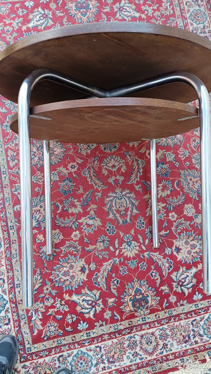 Stolek retro, s kovovými ohýbanými nohami - 4