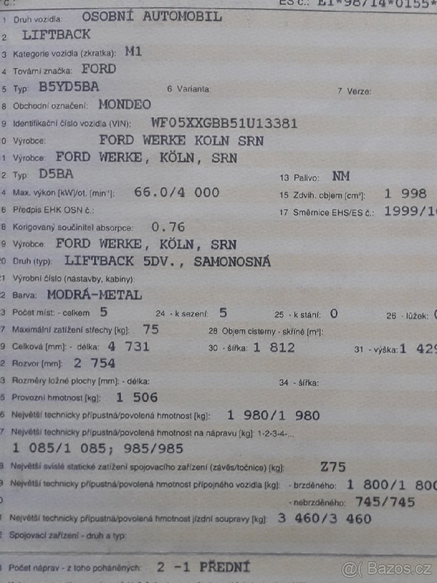 Náhradní díly Ford Mondeo 2.0 TDi,66 kw,rok 2002 - 4