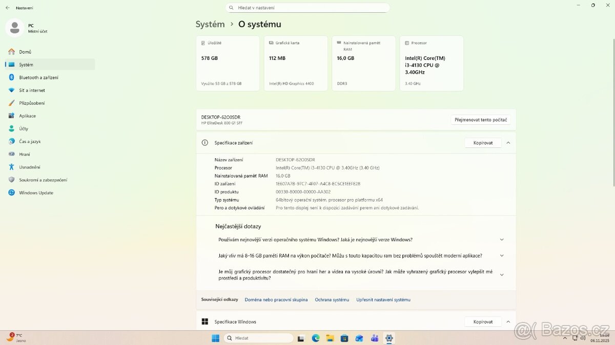 HP Elitedesk 800 G1, i3, 16GB RAM, SSD, WIN11 - 4