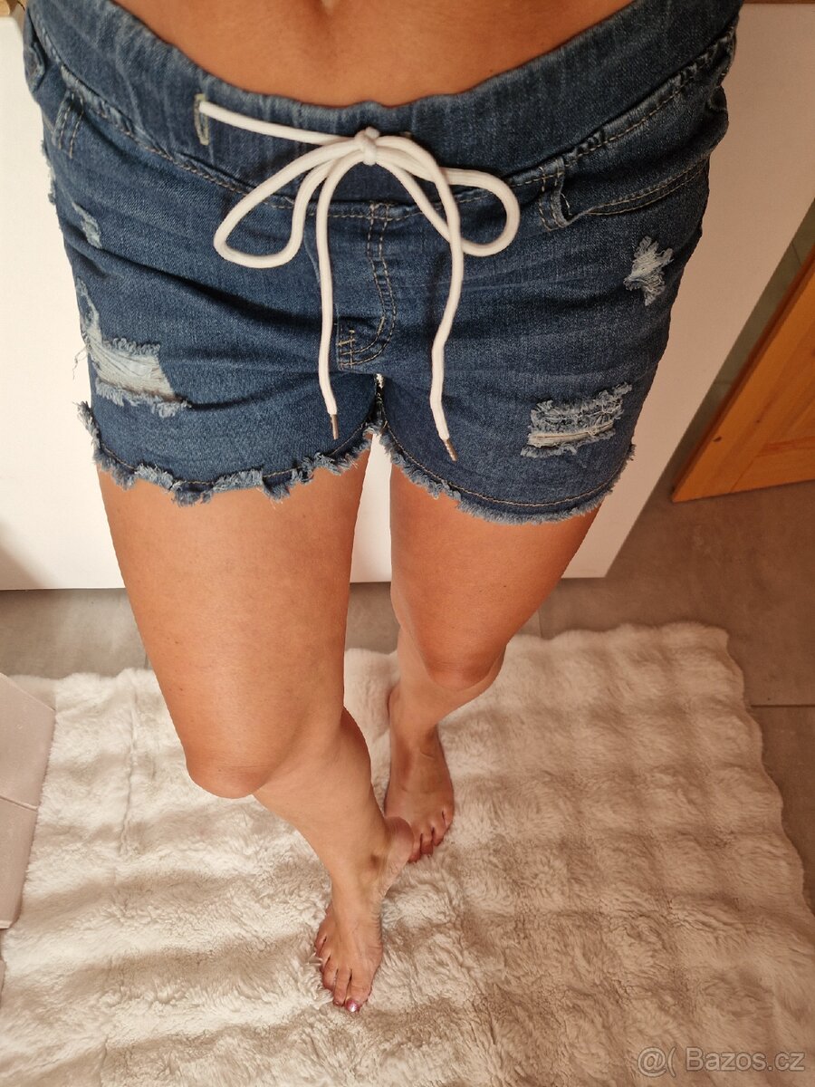Nové dámské riflové džínové kraťasy šortky vel M - 4