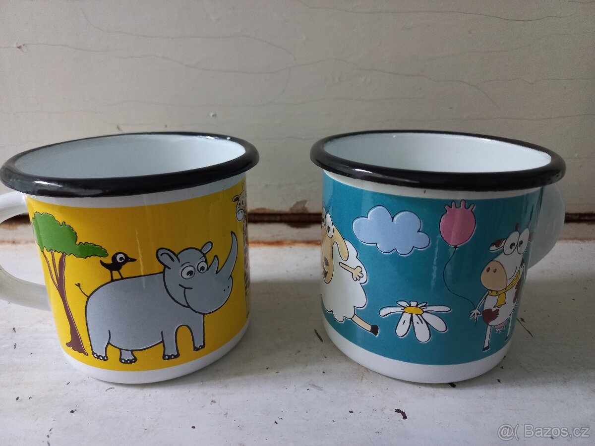 2x hrnek s puntíky +2x plecháček pro děti - 4