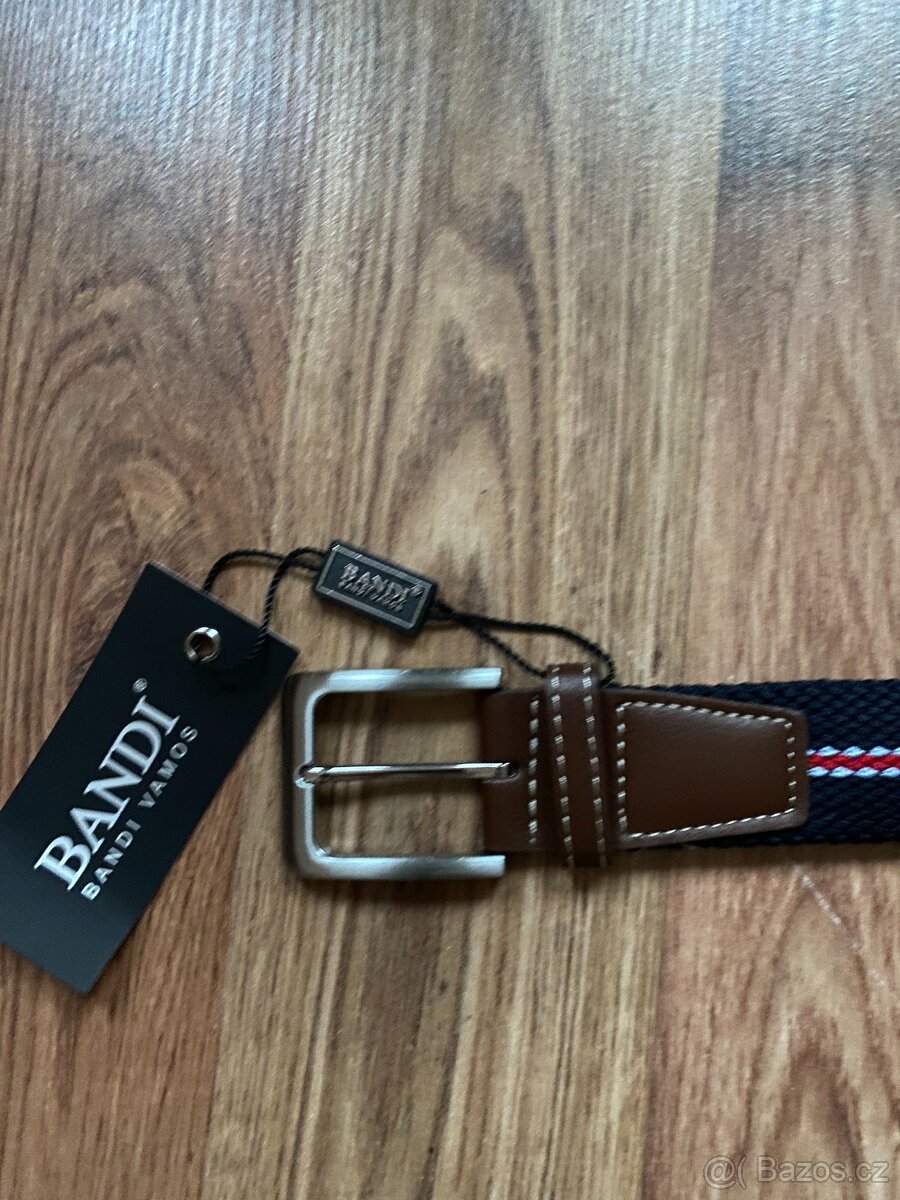 Nový pánský pružný opasek BANDI - modrý se světl. pruhy -S/M - 4