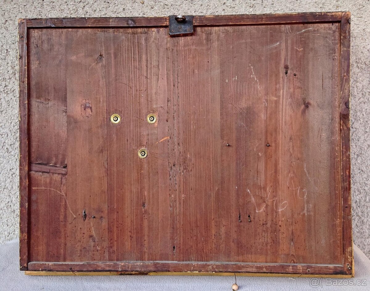 Biedermeier - nádherné obrazové hodiny-olej 19stol-originál - 4