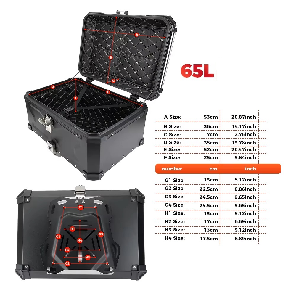 Zadní motokufr TopCase 65L hliníkový černý - 4