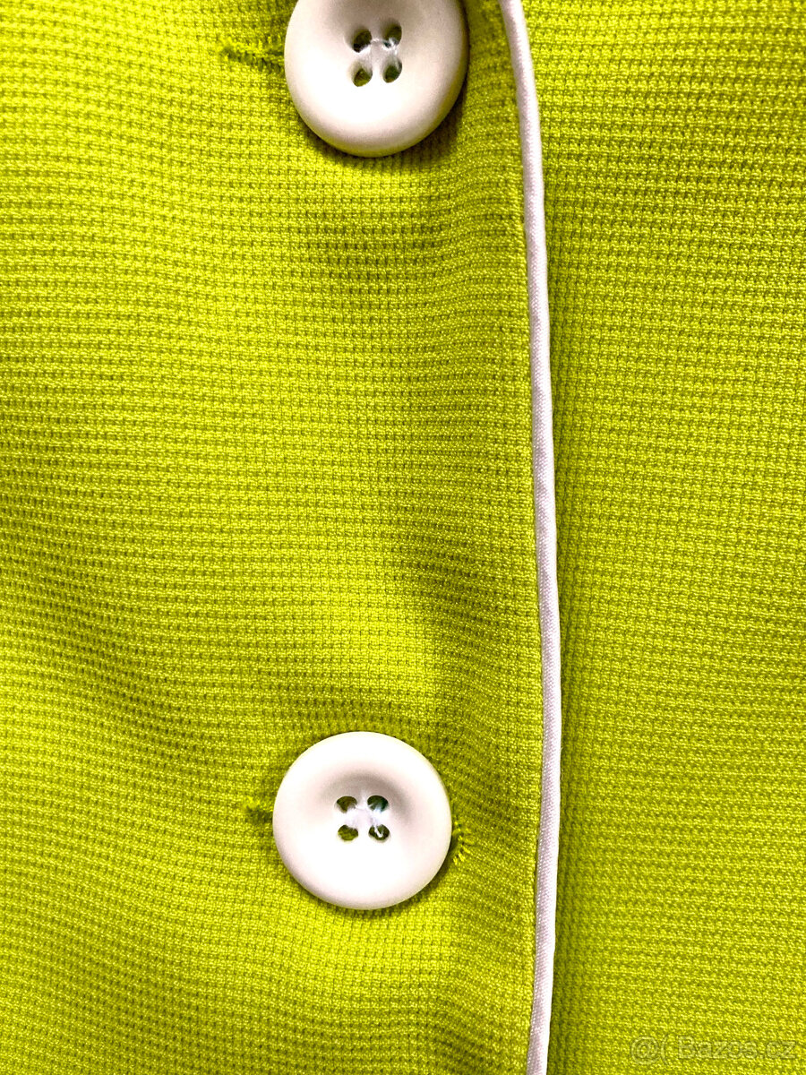 Pistáciové krátké sako s bílými lemy (vel. 42) - 4