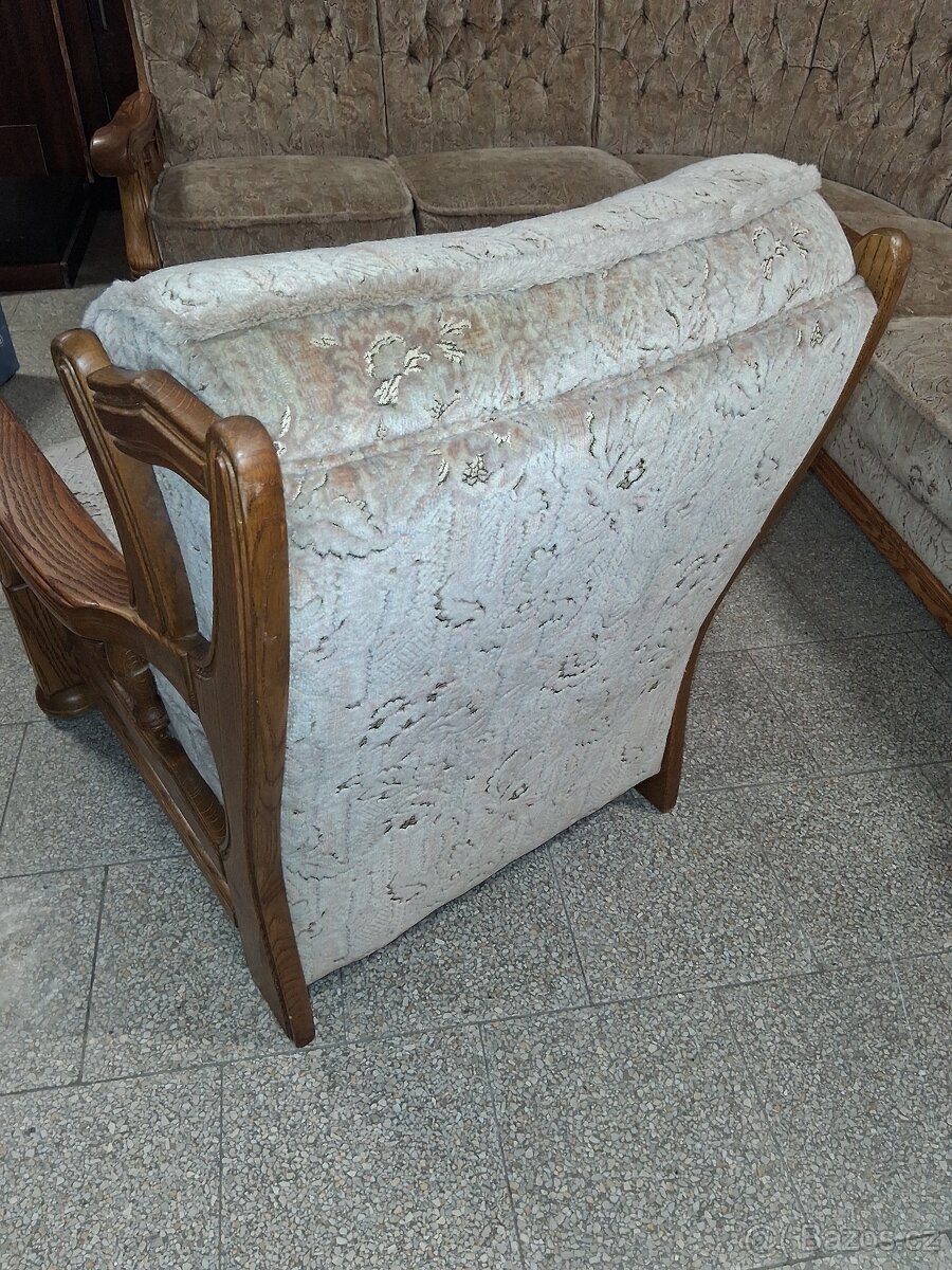 Sedací souprava rohová s křeslem rustikální - 4