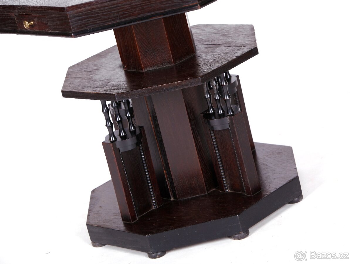 Secesní karetní stůl s 4 šuplíky, výroba cca 1925 - 4
