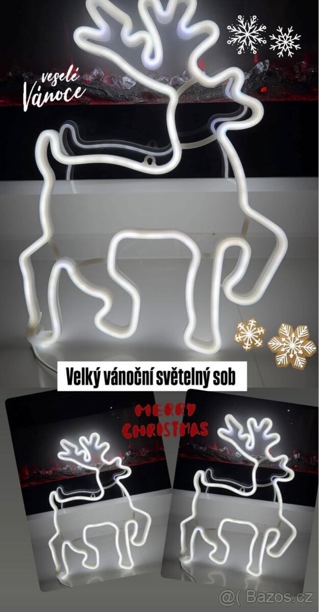 Světelný vánoční sob - 50 x 40 cm - 4