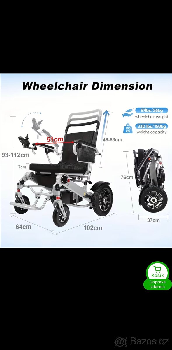 Skládací elektrický invalidní vozík - 4