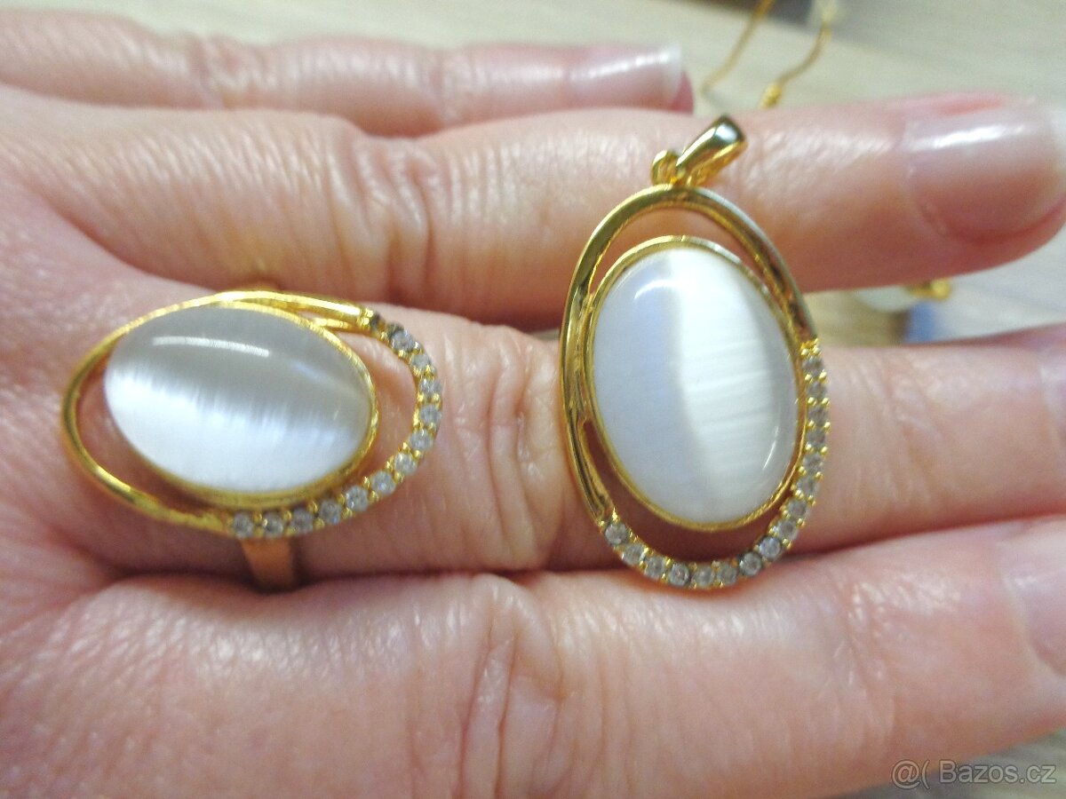 Pozlacený set s kočičím okem - 4