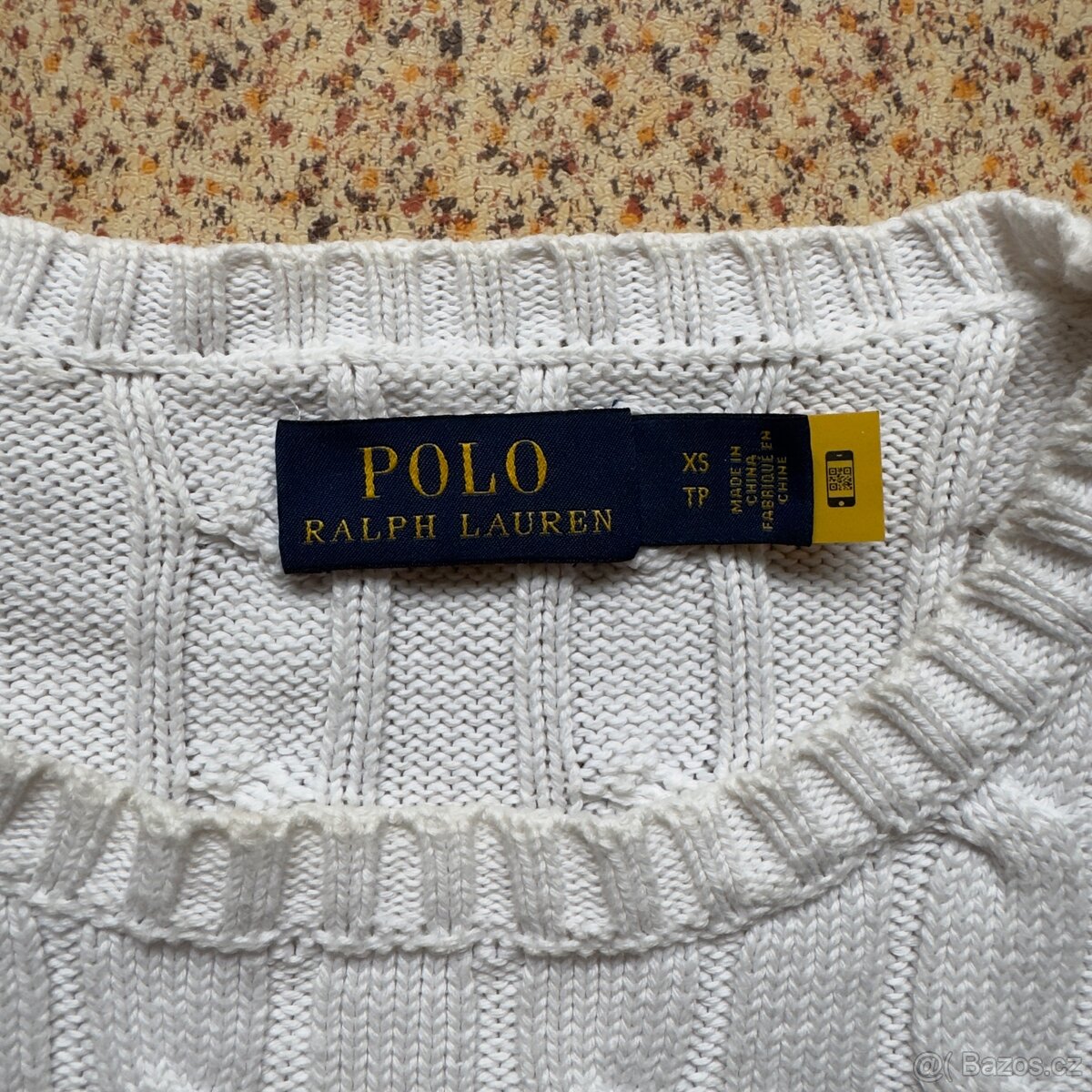 Ralph Lauren Polo bílý copánkový svetr | vel. XS - 4