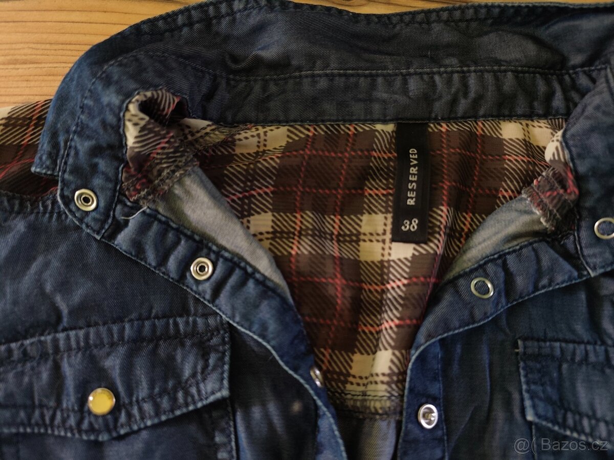 Košile průhledné rukávy střed džínový S 3 - 4