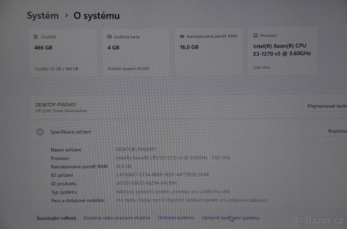 HP Z240 Tower Workstation Xeon/16GB/SSD 512GB/K2200 - 4