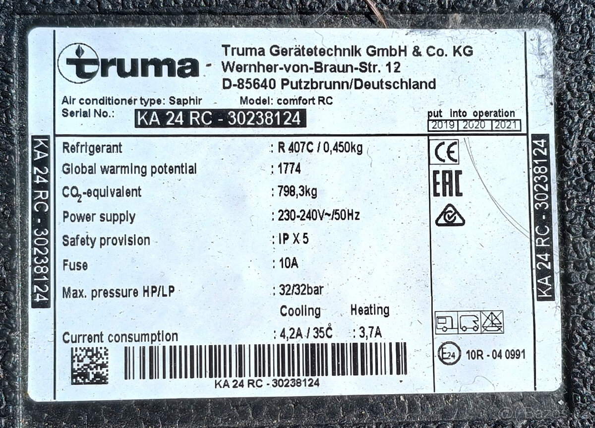 Prodám TRUMA SAPHIR COMFORT RC - 4