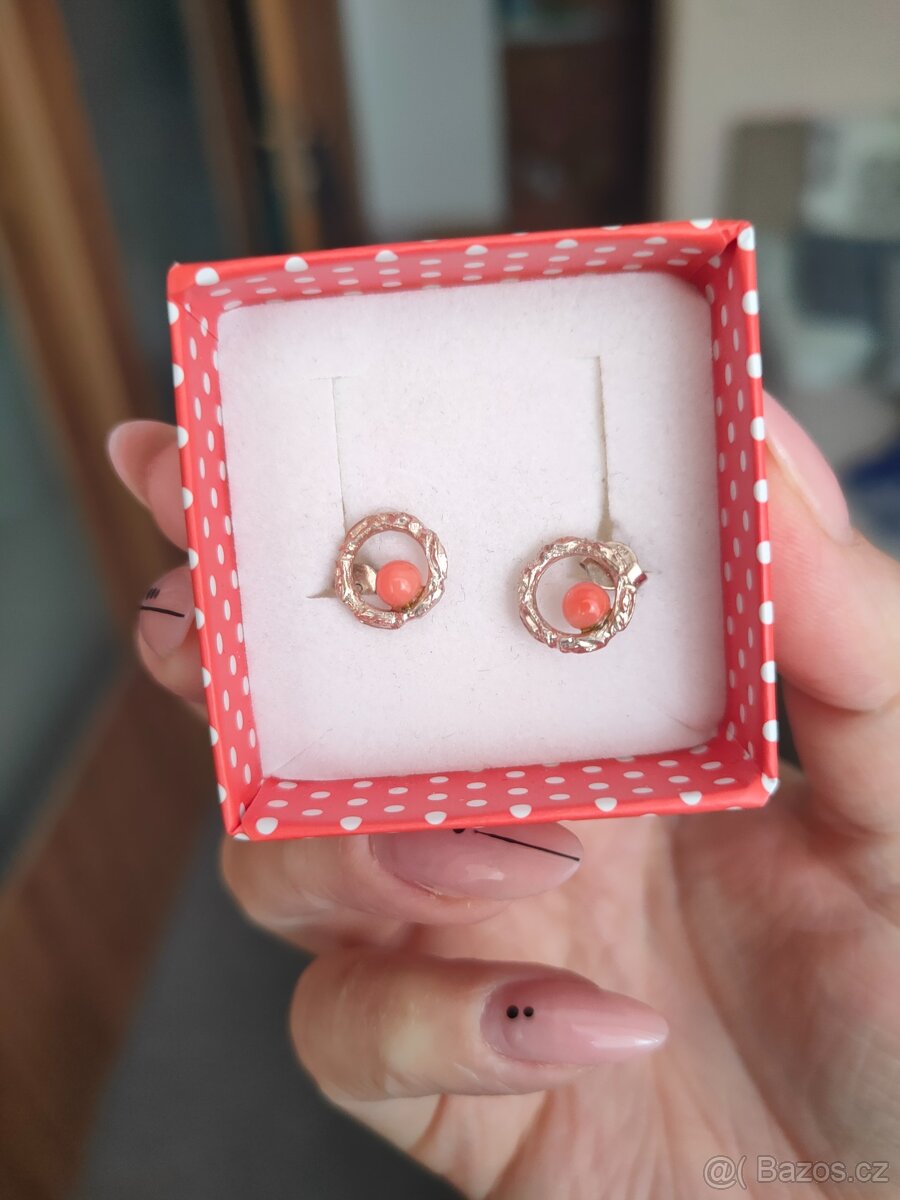 Stříbrné náušnice s přírodním korálem - 4
