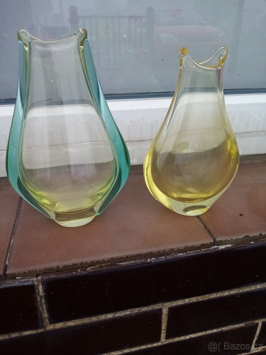 Váza broušené sklo, hutní sklo - 4