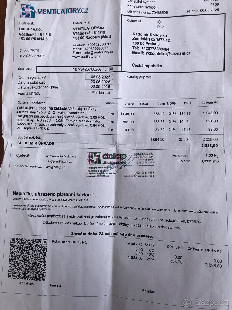 Ventilátor Dalap 125 BFZ 12V - 4