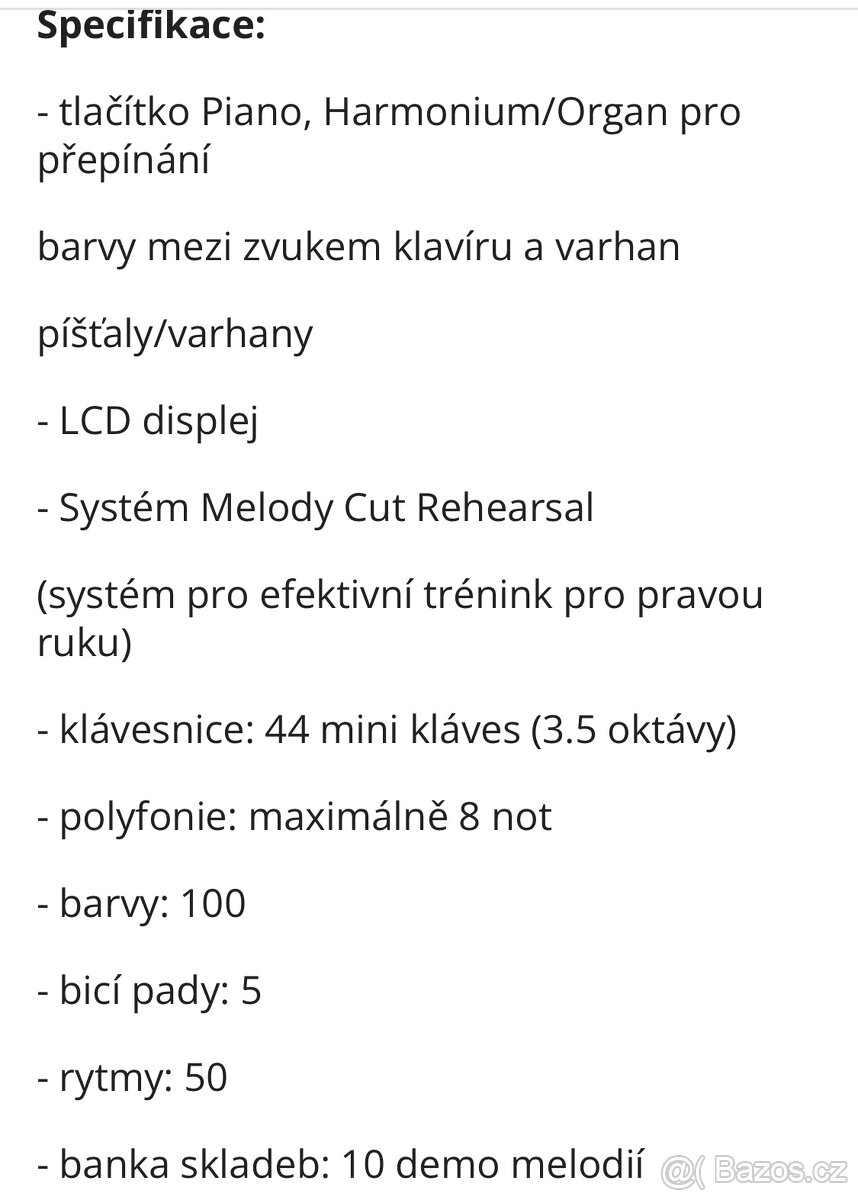 Keyboard Casio SA 77 bateriové napájení - 4