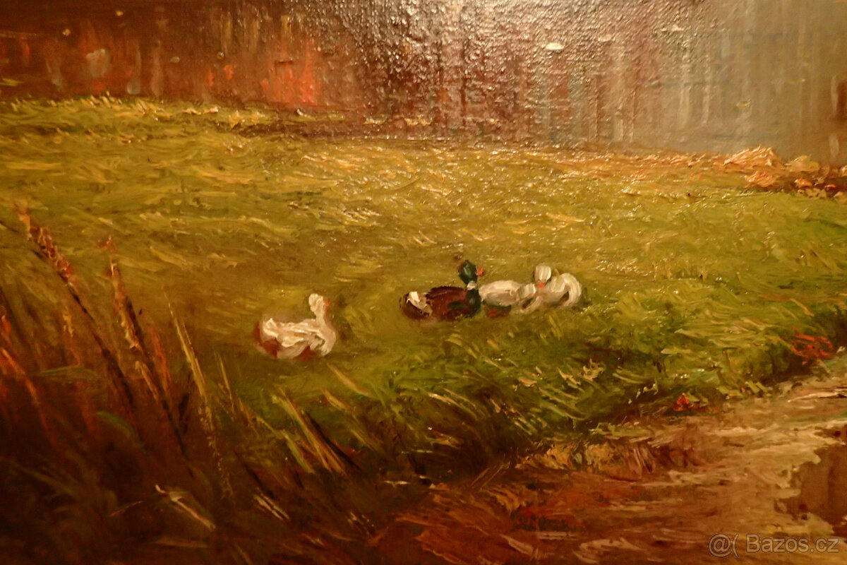 Jos. Franze - Podzim u řeky - 1928 -aukční Obraz - 4