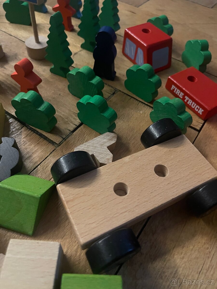 Dřevěne hraček kostky město, silniční značení, auta - 4