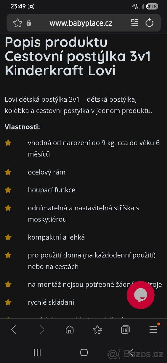 Cestovní postýlka kolébka Lovi Kinderkraft - 4